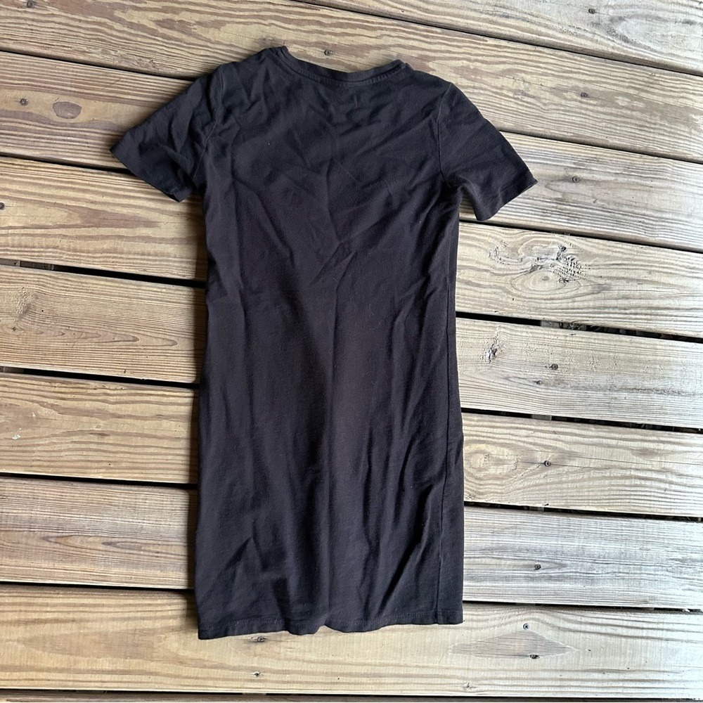 Zara Trafaluc Black Jersey Style‎ T-Shirt Small Dress White Beads Small Mini - Picture 9 of 11